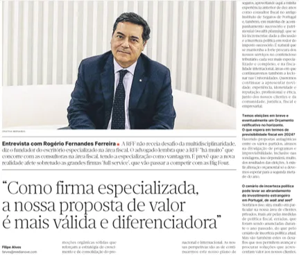RFF Lawyers &eacute; o tema da conversa do JE com Rog&eacute;rio Fernandes Ferreira  