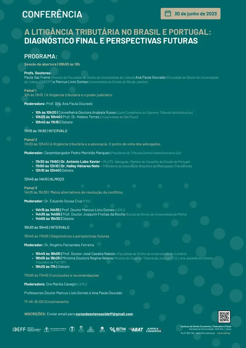 Rog&eacute;rio Fernandes Ferreira ser&aacute; moderador na Confer&ecirc;ncia sobre Litig&acirc;ncia Tribut&aacute;ria em Portugal e Brasil &ndash; Diagn&oacute;stico final e perspetivas futuras.