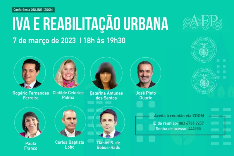 Conferência online sobre IVA e Reabilitação Urbana