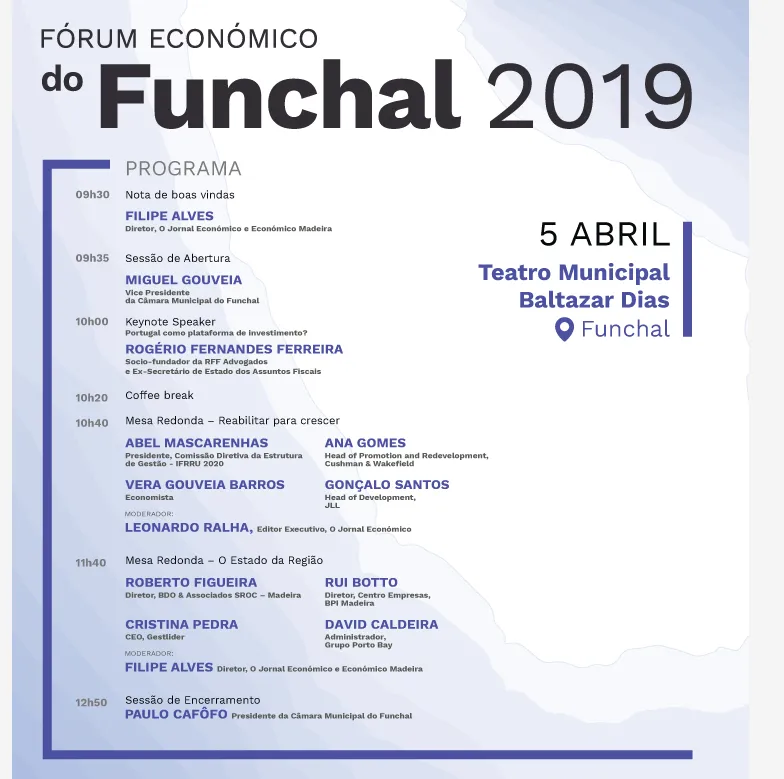RFF will be Keynote Speaker at the Fórum Económico do Funchal (Economical Forum of Funchal). 